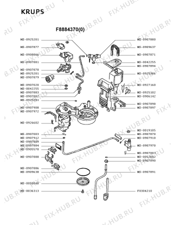 Взрыв-схема кофеварки (кофемашины) Krups F8884370(0) - Схема узла QP002418.2P5