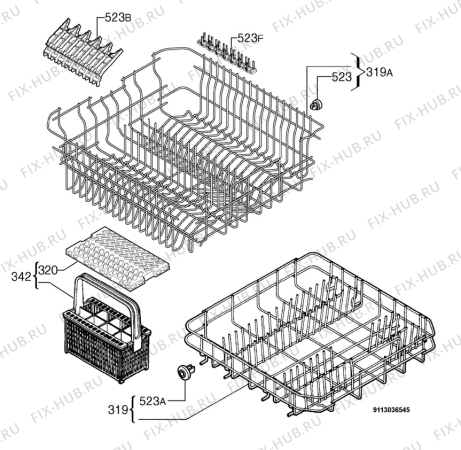 Взрыв-схема посудомоечной машины Etna AFI8525ZT/E00 - Схема узла Basket 160