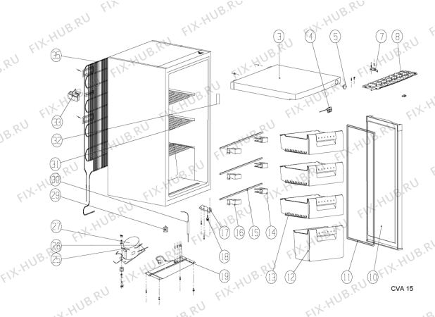 Схема №1 CVA15AP (F090670) с изображением Дверь для холодильной камеры Indesit C00331689