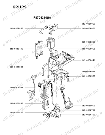 Взрыв-схема кофеварки (кофемашины) Krups F8704310(0) - Схема узла KP001845.2P3