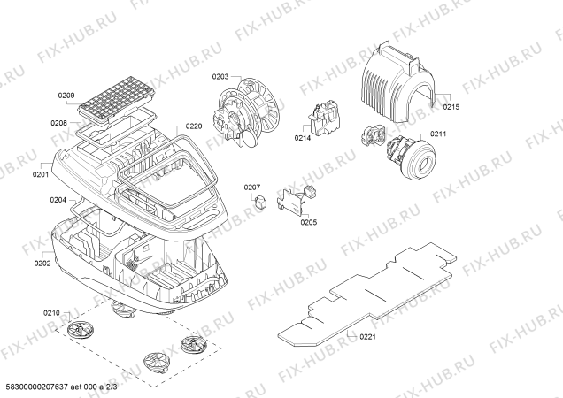 Взрыв-схема пылесоса Bosch BGB7233 Ergomaxx'x Allergy - Схема узла 02