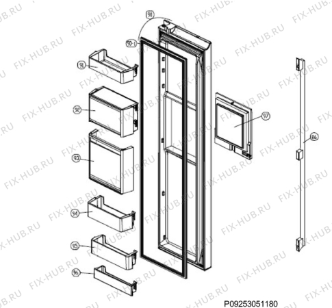Взрыв-схема холодильника Zanussi ZRS61213XA - Схема узла Refrigerator door