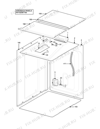 Взрыв-схема плиты (духовки) Aeg Electrolux D5701-4-A (ALUTEC) - Схема узла H10 Side/Back Panel