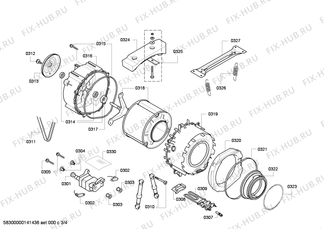 Взрыв-схема стиральной машины Siemens WM12E161NL E12.16 varioPerfect - Схема узла 03