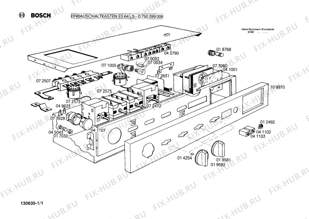 Схема №1 0750399004 ES64LS с изображением Переключатель для плиты (духовки) Bosch 00018768