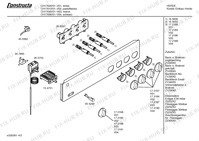 Схема №2 CH17690 с изображением Панель управления для плиты (духовки) Bosch 00354925