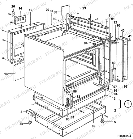 Взрыв-схема плиты (духовки) Aeg C72012V - Схема узла H10 Chassis