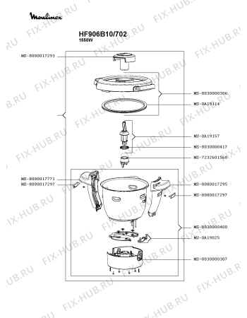 Схема №3 HF906B10/702 с изображением Часть корпуса для кухонного комбайна Moulinex MS-8030000300