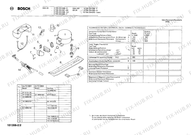 Схема №1 0705224057 GSA24 с изображением Осушитель для холодильной камеры Bosch 00105255