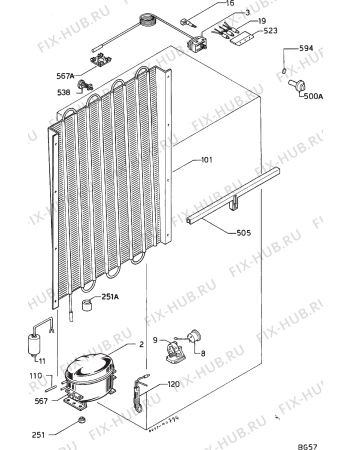 Взрыв-схема холодильника Privileg 028730 0 - Схема узла Cooling system 017