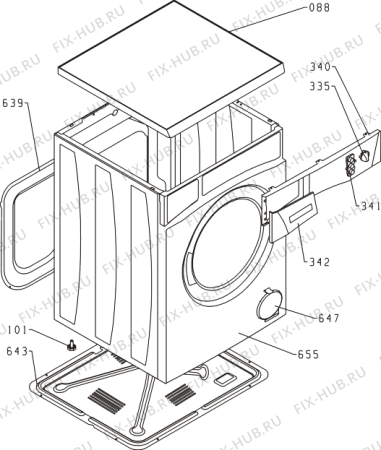 Схема №1 WM-561 (176814, PS03/060) с изображением Обшивка для стиральной машины Gorenje 177355