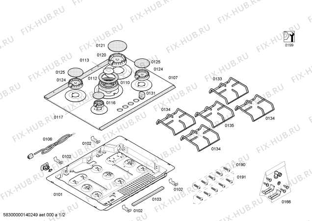 Схема №2 3ETG367B с изображением Варочная панель для электропечи Bosch 00683357