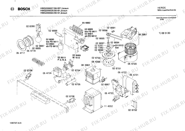 Взрыв-схема микроволновой печи Bosch HMG200035 - Схема узла 04