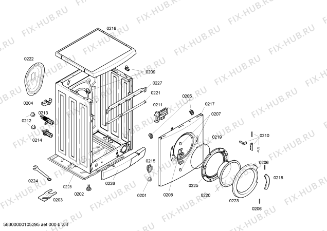 Схема №2 WFX2867GB freedom performance Exxel 1400 Express с изображением Ручка для стиралки Bosch 00495332