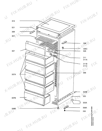 Взрыв-схема холодильника Electrolux EUC2685 - Схема узла Housing 001