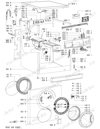 Схема №2 WFS 1285 A W с изображением Обшивка для стиралки Whirlpool 481245310806