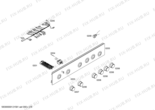 Взрыв-схема плиты (духовки) Bosch HSV625020T - Схема узла 02