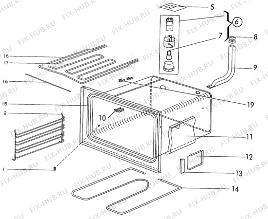 Взрыв-схема посудомоечной машины Electrolux CF261B - Схема узла H10 Main Oven Cavity (large)