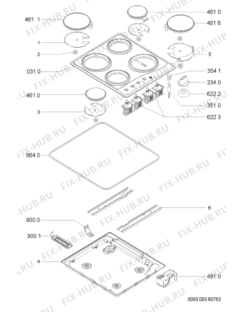 Схема №1 AKM330/AR с изображением Затычка для плиты (духовки) Whirlpool 481244039094