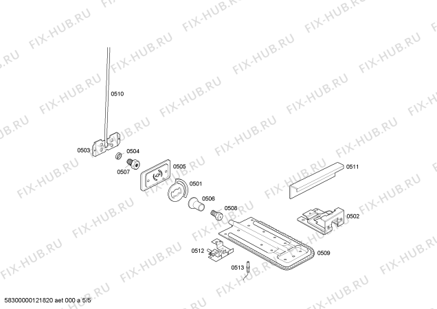 Взрыв-схема плиты (духовки) Bosch HSK13K03EG FOGAO BOSCH SII BR GE 220 - Схема узла 05