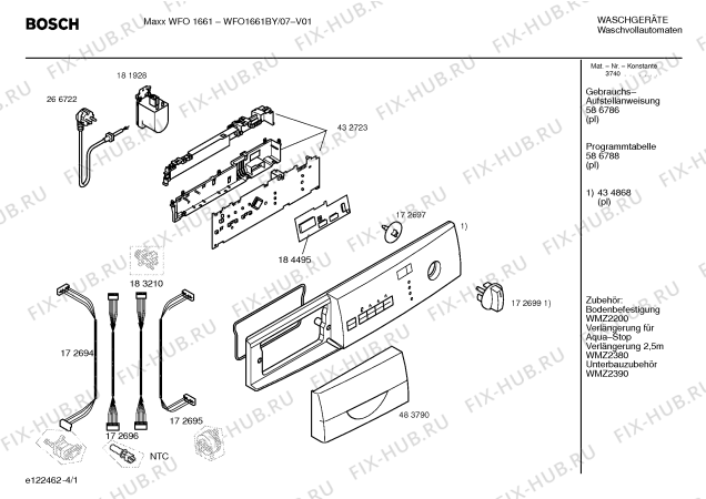 Схема №1 WFO1661PL Maxx WFO 1661 с изображением Инструкция по установке и эксплуатации для стиралки Bosch 00586786