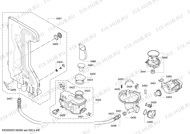 Взрыв-схема посудомоечной машины Neff S21M50B3EU - Схема узла 04