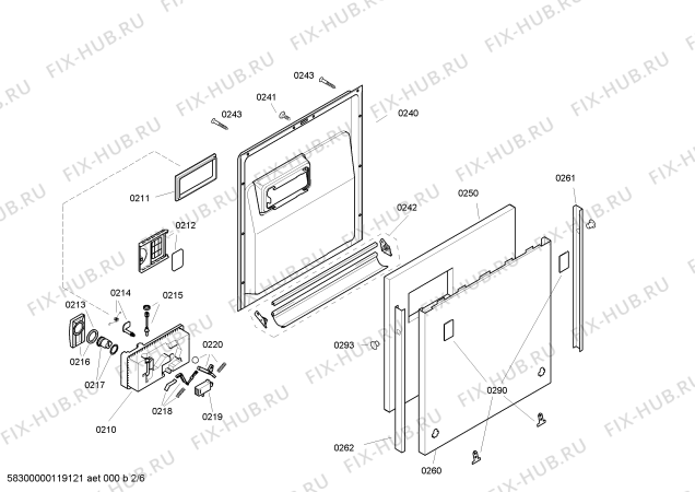 Схема №2 SGV53E33EU с изображением Набор кнопок для посудомоечной машины Bosch 00601414