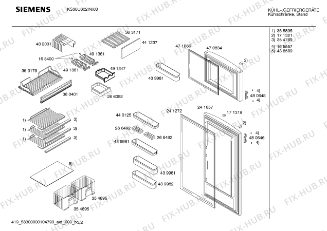 Схема №2 KS30U602IN с изображением Инструкция по эксплуатации для холодильника Siemens 00591284