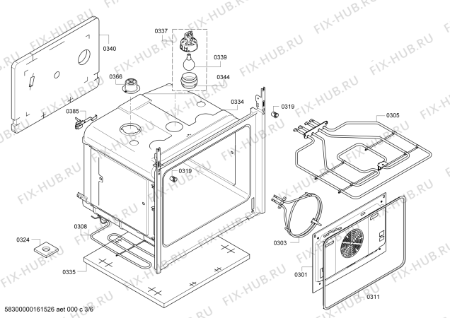 Взрыв-схема плиты (духовки) Bosch HBA20B151S - Схема узла 03