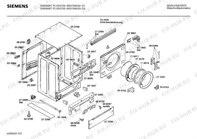 Схема №2 WI37500 SIWAMAT PLUS 3750 с изображением Вкладыш в панель для стиральной машины Siemens 00088268