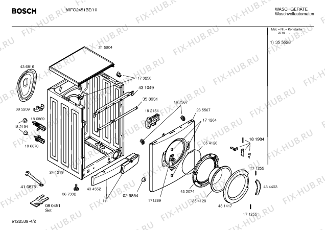 Взрыв-схема стиральной машины Bosch WFO2451BE Maxx WFO 2451 - Схема узла 02