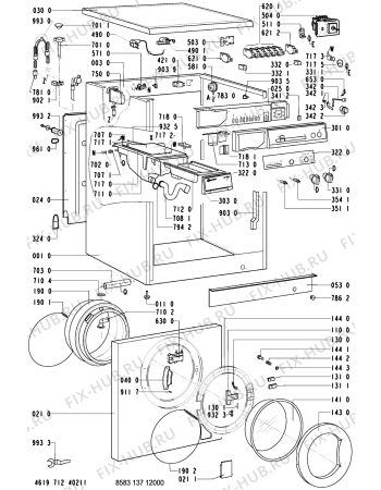 Схема №1 WA 2389/WS-NL с изображением Обшивка для стиралки Whirlpool 481245219601