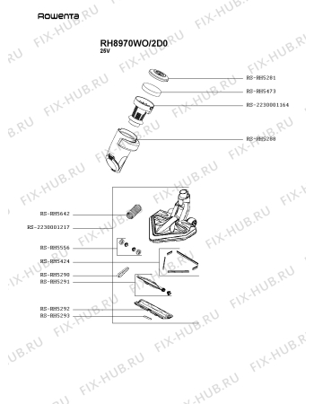 Схема №1 TY8970RO/2D0 с изображением Двигатель (мотор) для пылесоса Rowenta RS-2230001191