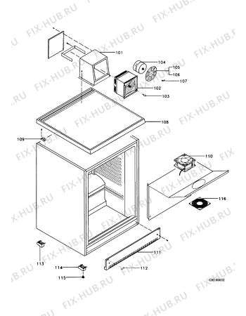 Взрыв-схема холодильника Electrolux MRB150 - Схема узла Housing 001