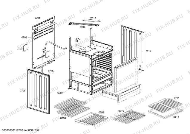 Взрыв-схема плиты (духовки) Bosch HDS7062C - Схема узла 07