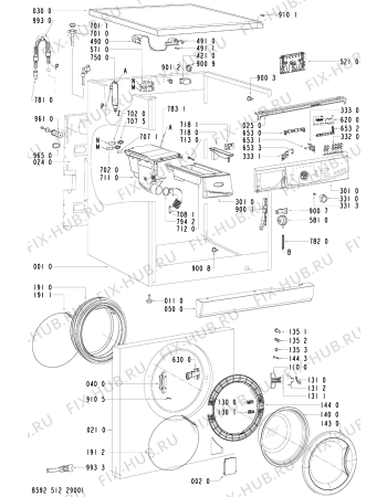 Схема №2 AWO/D 6951 с изображением Блок управления для стиралки Whirlpool 480111100367