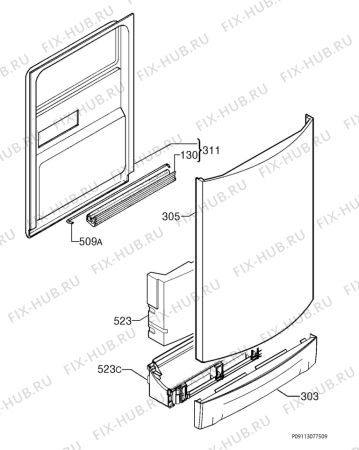 Взрыв-схема посудомоечной машины Aeg Electrolux F88419W0P - Схема узла Door 003