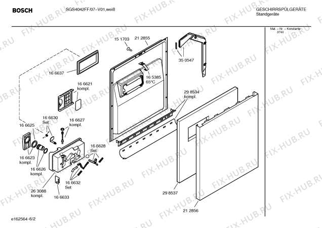 Взрыв-схема посудомоечной машины Bosch SGS4042FF - Схема узла 02