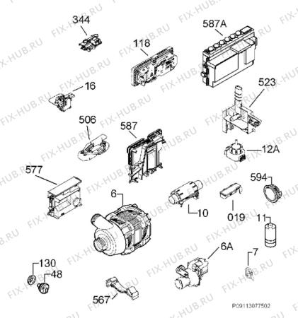 Взрыв-схема посудомоечной машины Aeg Electrolux F88060VI0P - Схема узла Electrical equipment 268