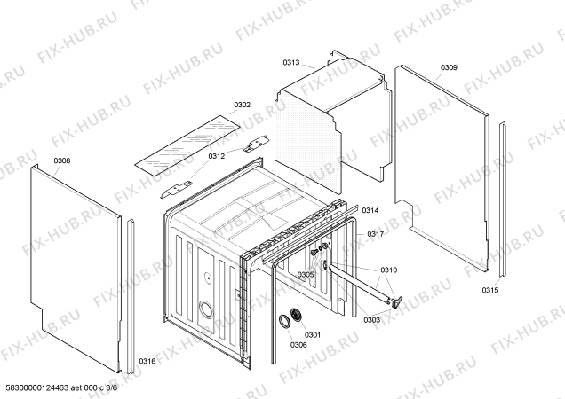 Схема №3 CG347J5 с изображением Передняя панель для посудомойки Bosch 00641755