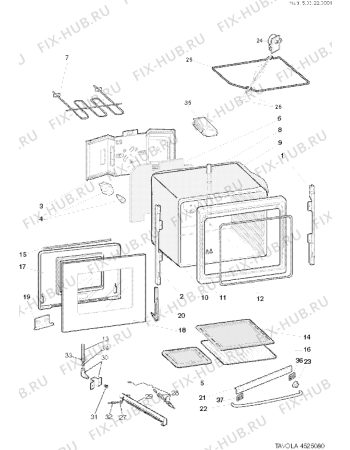 Взрыв-схема плиты (духовки) Indesit KP6T21SXI (F058362) - Схема узла
