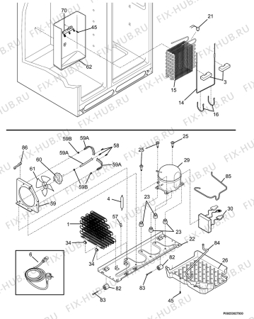 Взрыв-схема холодильника Electrolux ERL6298XX4 - Схема узла Cooling system 017