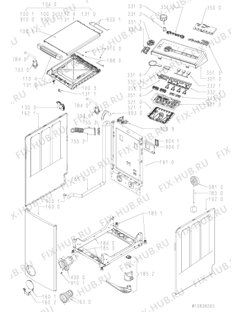 Схема №1 TDLR 60221 F с изображением Клавиша для стиралки Whirlpool 481010774454