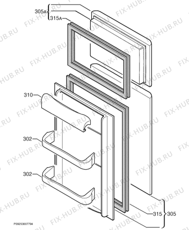 Взрыв-схема холодильника Privileg 6951297/8015 - Схема узла Door 003