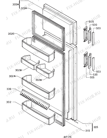 Взрыв-схема холодильника Electrolux TR832 - Схема узла Door 003