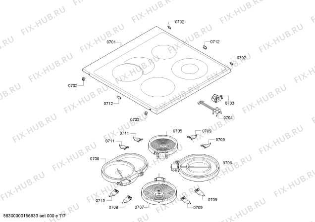 Взрыв-схема плиты (духовки) Bosch HCE854823 - Схема узла 07