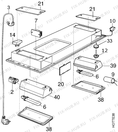 Взрыв-схема вытяжки Arthurmartinelux AFG643W1 - Схема узла Functional parts