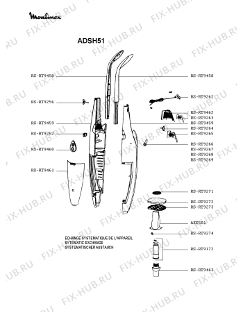 Схема №1 ADSH51 с изображением Ручка для электропылесоса Moulinex RS-RT9458