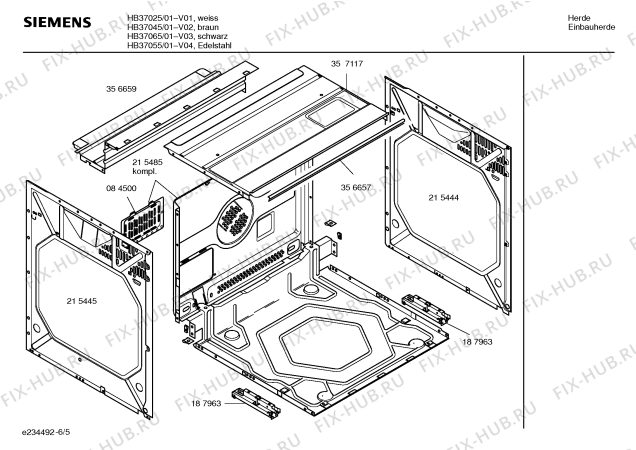 Взрыв-схема плиты (духовки) Siemens HB37025 - Схема узла 05
