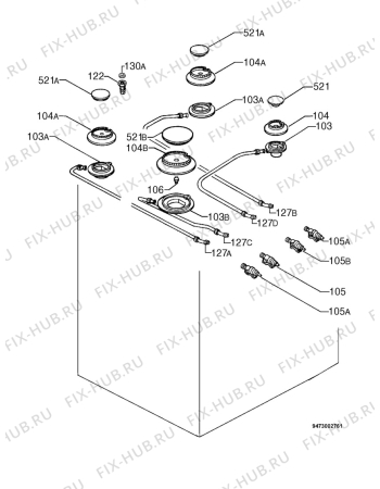 Взрыв-схема плиты (духовки) Zoppas P55E - Схема узла Functional parts 267